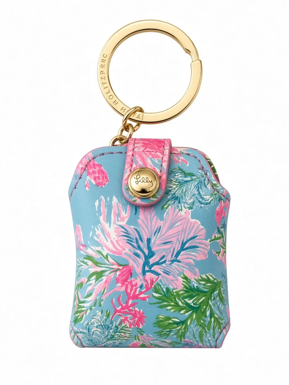 Lilly Pulitzer Floral Wireless Earbud Case Keychain Blue Pink Green NEW
